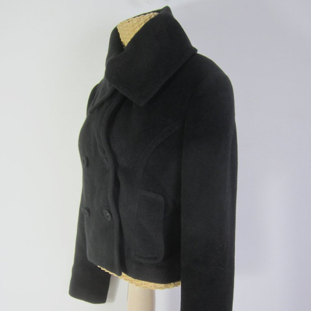 Vtg bebe Women M Black LS 65% Angora 35% Silk Short Jacket Lined Soft Blazer Y2K - Picture 3 of 11